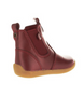 Red leather toddler ankle boot with side zip and rounded toe
