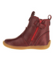 Red leather toddler ankle boot with side zip and rounded toe