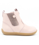 Soft pink leather toddler ankle boot with side zip and rounded toe