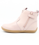 Soft pink leather toddler ankle boot with side zip and rounded toe