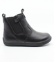 Black leather toddler ankle boot with side zip and rounded toe