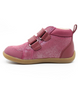 Pink shimmer kids leather ankle boot with twin elastic panels