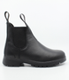 Black kids leather twin-gusset boot with pull tabs