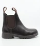 Chocolate kids leather twin-gusset boot with pull tabs