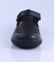 Black leather girls T-bar school shoe with punched butterfly detail