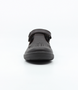 Brown leather girls T-bar school shoe with punched butterfly detail