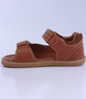 Driftwood showing the caramel leather straps, open toe and padded collar.