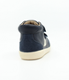 Champ High showing the navy leather upper, padded collar and multi straps.