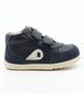 Champ High showing the navy leather upper, padded collar and multi straps.