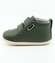 Hi Court showing the forest‑green leather upper, padded collar and multiple straps.