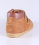 Timber showing the mustard leather upper, padded collar and double straps.
