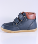 Timber showing the navy leather upper, padded collar and double straps.