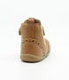 Billie showing the caramel leather upper, brogue details and inside zip.