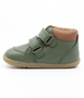 Timber Boot showing the green leather upper, padded collar and strap fastenings.