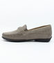 Moccasin slip-on with snaffle trim, Taupe finish.