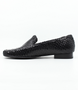 Braided goat-leather moccasin slip-on, Schwarz finish.