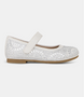White shimmer multi Mary‑Jane with self‑fastening strap and flexible sole
