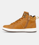 Tan mid‑cut casual boot with lace‑up front and inside zip