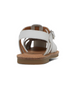 White kids leather cage‑toe sandal with closed heel and buckle strap