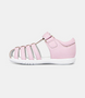 Pink toddler cage-toe sandal with closed heel and single self-fastening strap