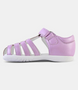 Violet toddler cage-toe sandal with closed heel and single self-fastening strap