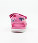 Pink floral kids surf sandal with synthetic upper and dual self-fastening straps