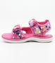 Pink floral kids surf sandal with synthetic upper and dual self-fastening straps