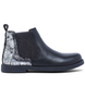 Black and silver distress leather Chelsea boot with inside zip and elastic gusset