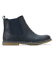 Navy leather Chelsea boot with inside zip and elastic gusset