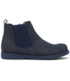 Navy waxy nubuck Chelsea boot with inside zip and elastic gusset