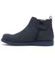 Navy waxy nubuck Chelsea boot with inside zip and elastic gusset