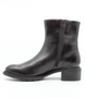 Cacao leather ankle boot with memory foam insoles and 40 mm block heel