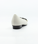 Black Cream leather low-heel court shoe with bow detail and 20 mm block heel