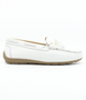 White leather moccasin-style casual shoe