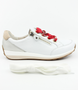 White Multi leather sneaker with side zip and memory foam insoles
