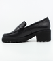 Schwarz leather court shoe with 35 mm heel