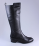 Schwarz leather tall boot with 35 mm block heel