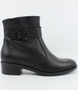 Schwarz leather ankle boot with strap detail and 35 mm block heel