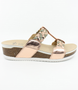 Rose Gold thong sandal with contoured footbed and 20 mm wedge heel