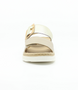 Sand Platinum leather slingback sandal with decorative buckle and flexible side-stitched sole