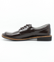 Brown leather girls lace‑up school shoe with smooth upper and stitched sole.
