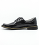 Black leather girls lace‑up school shoe with smooth upper and stitched sole.