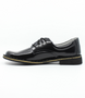 Black leather girls lace‑up school shoe with smooth upper and stitched sole.