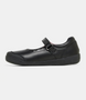 Black junior girls school Mary Jane leather shoe with low heel and smooth upper