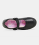 Black junior girls school Mary Jane leather shoe with low heel and smooth upper
