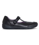 Black junior girls school T bar leather shoe with low heel and smooth upper