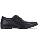 Black senior boys school lace up leather shoe with low heel and smooth upper