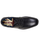Black senior boys school lace up leather shoe with low heel and smooth upper
