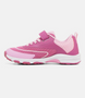 Magenta junior school sports shoe with low profile and athletic silhouette