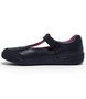 Black junior girls school T bar leather shoe with low heel and smooth upper